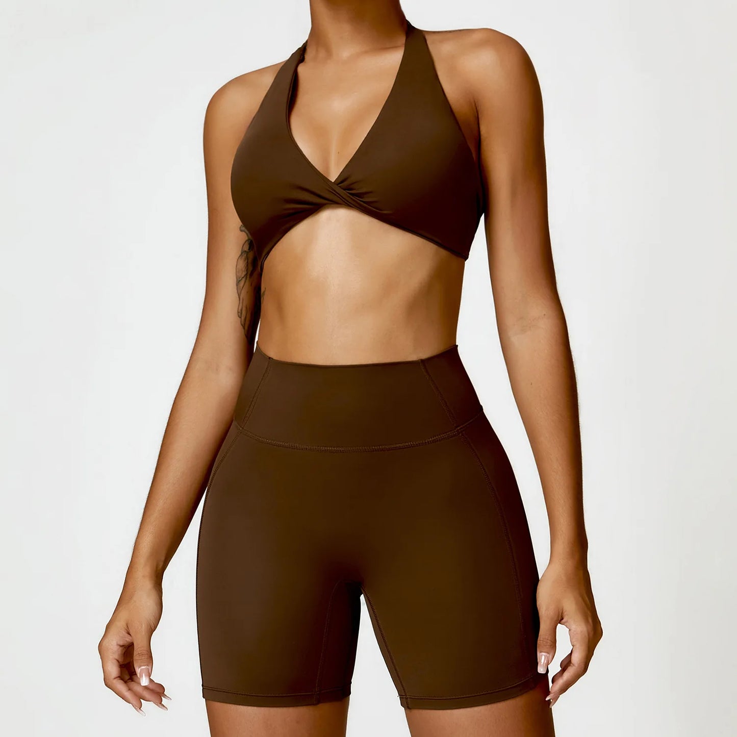 Ensemble yoga femme 2 pièces – Sans couture, maintien sculptant & taille haute