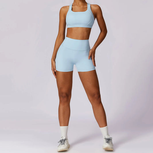 Duo chic fitness – Brassière dos nu & short sans couture
